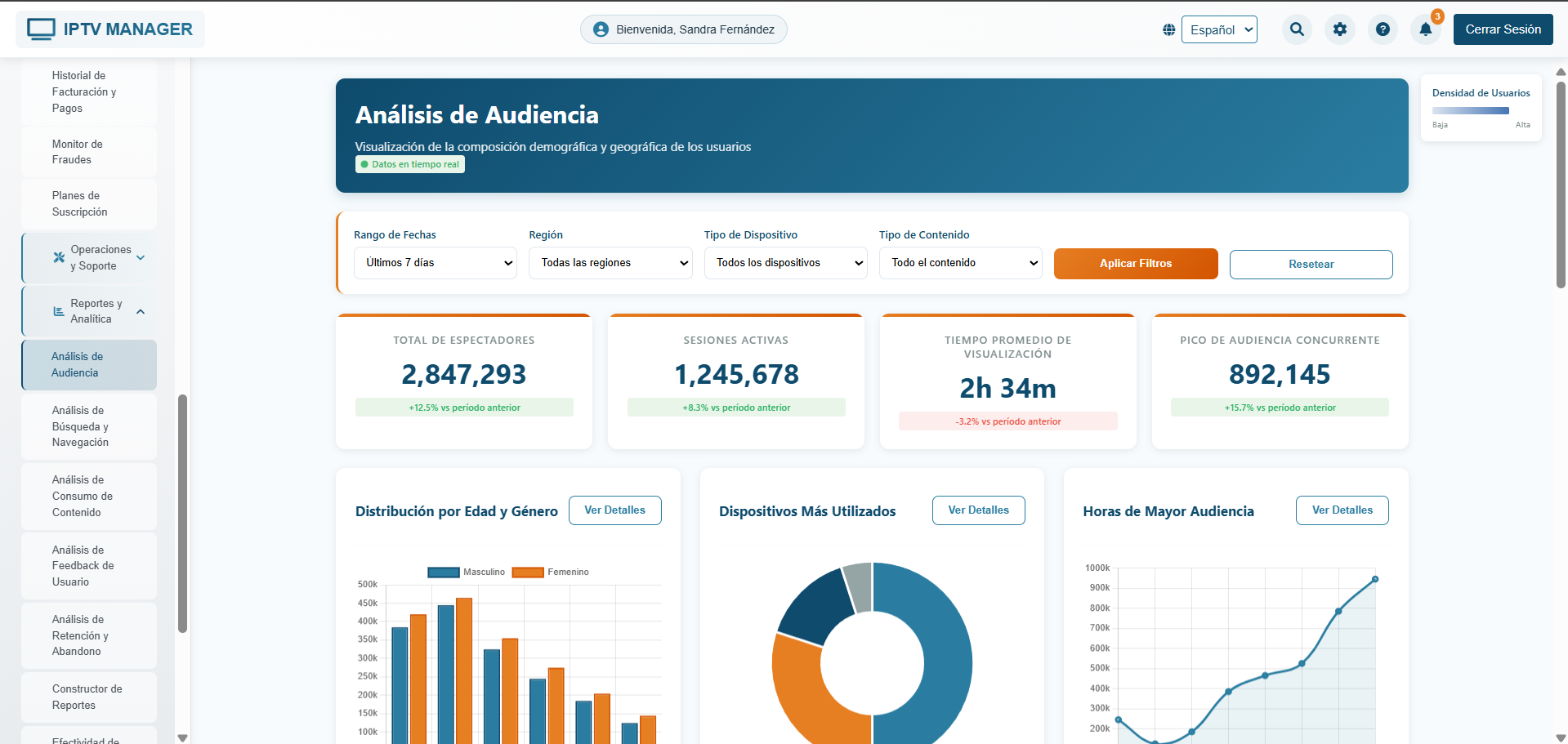 Sistema de Gestión IPTV Manager - Panel Administrativo Premium