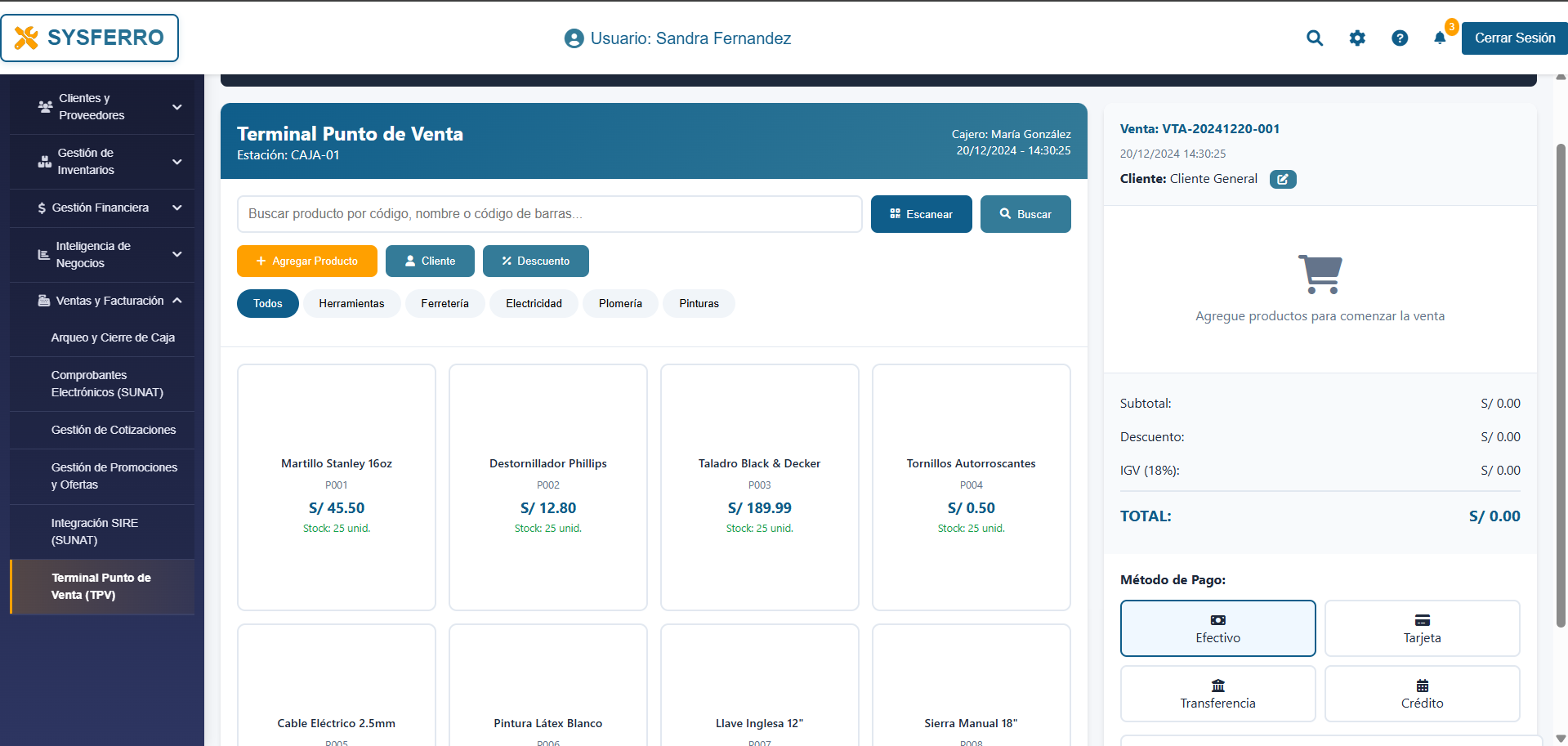 SYSFERRO - Sistema Integral de Gestión para Ferreterías con SUNAT