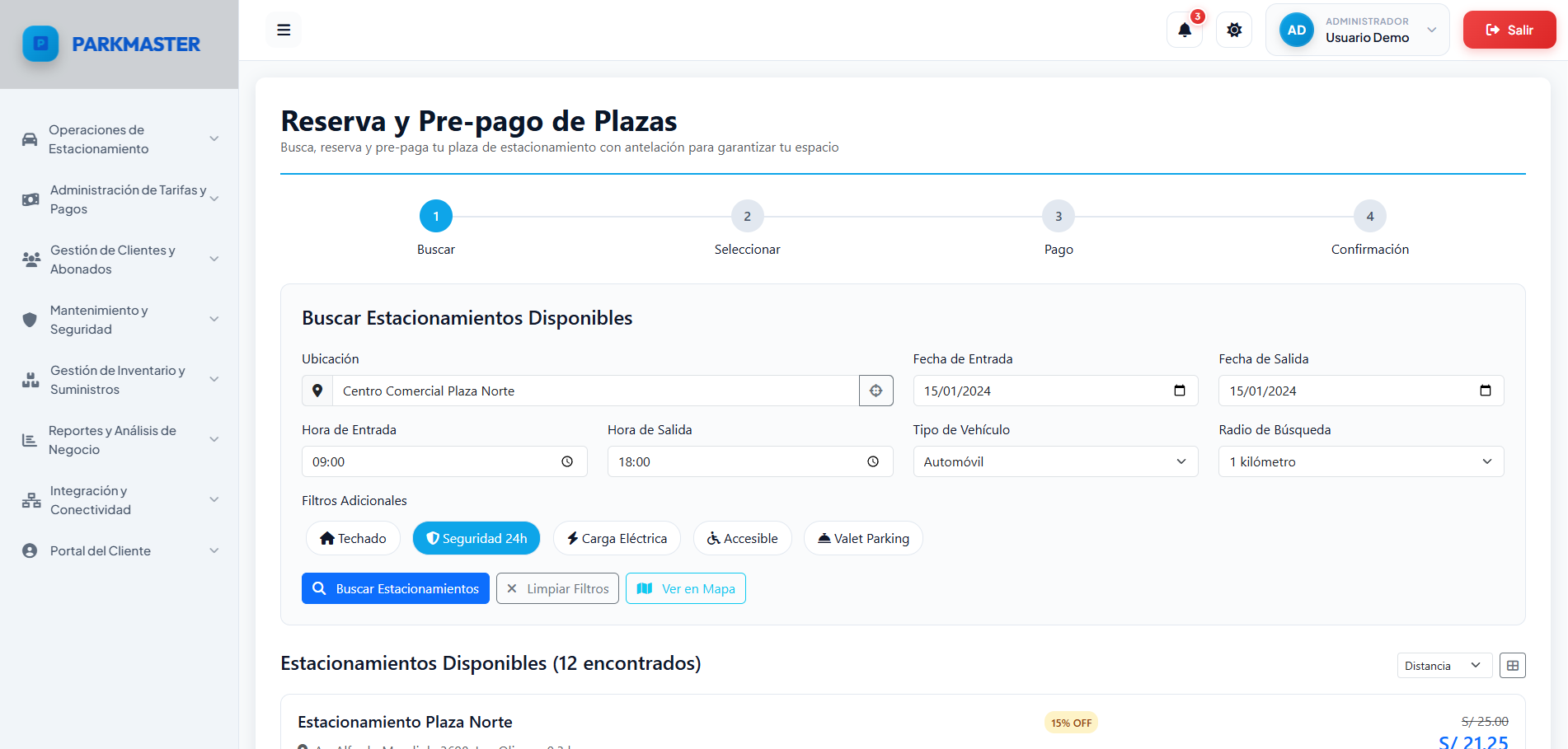 PARKMASTER 🚗 Sistema Completo de Gestión de Estacionamiento