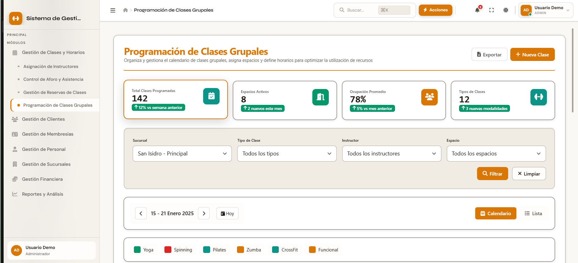Template Sistema de Gestión de Gimnasios Multisucursal SDGDG Pro