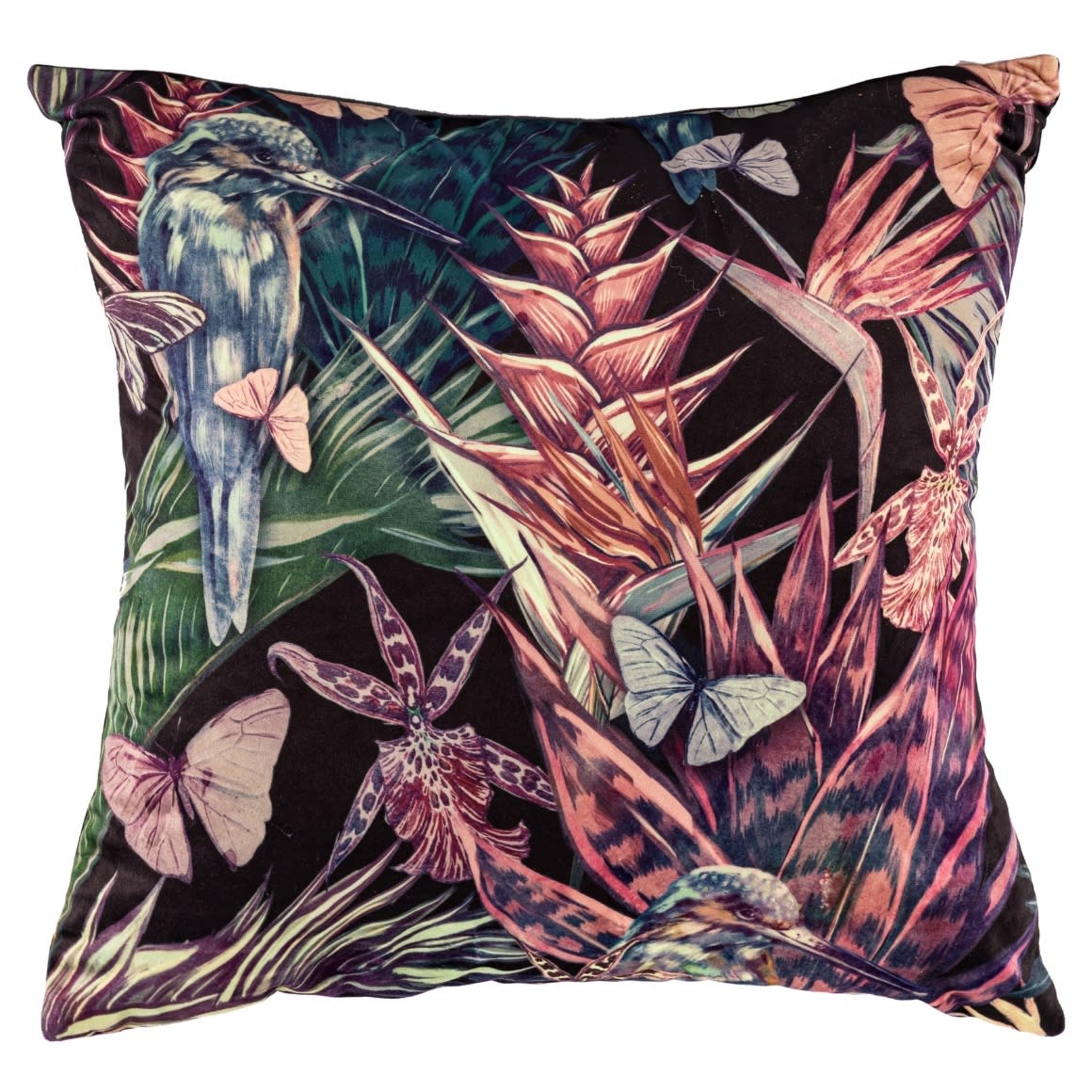 Coussin décoratif à motif botanique 45x45 cm – Tiseco Home Studio Ambiance Heliconia