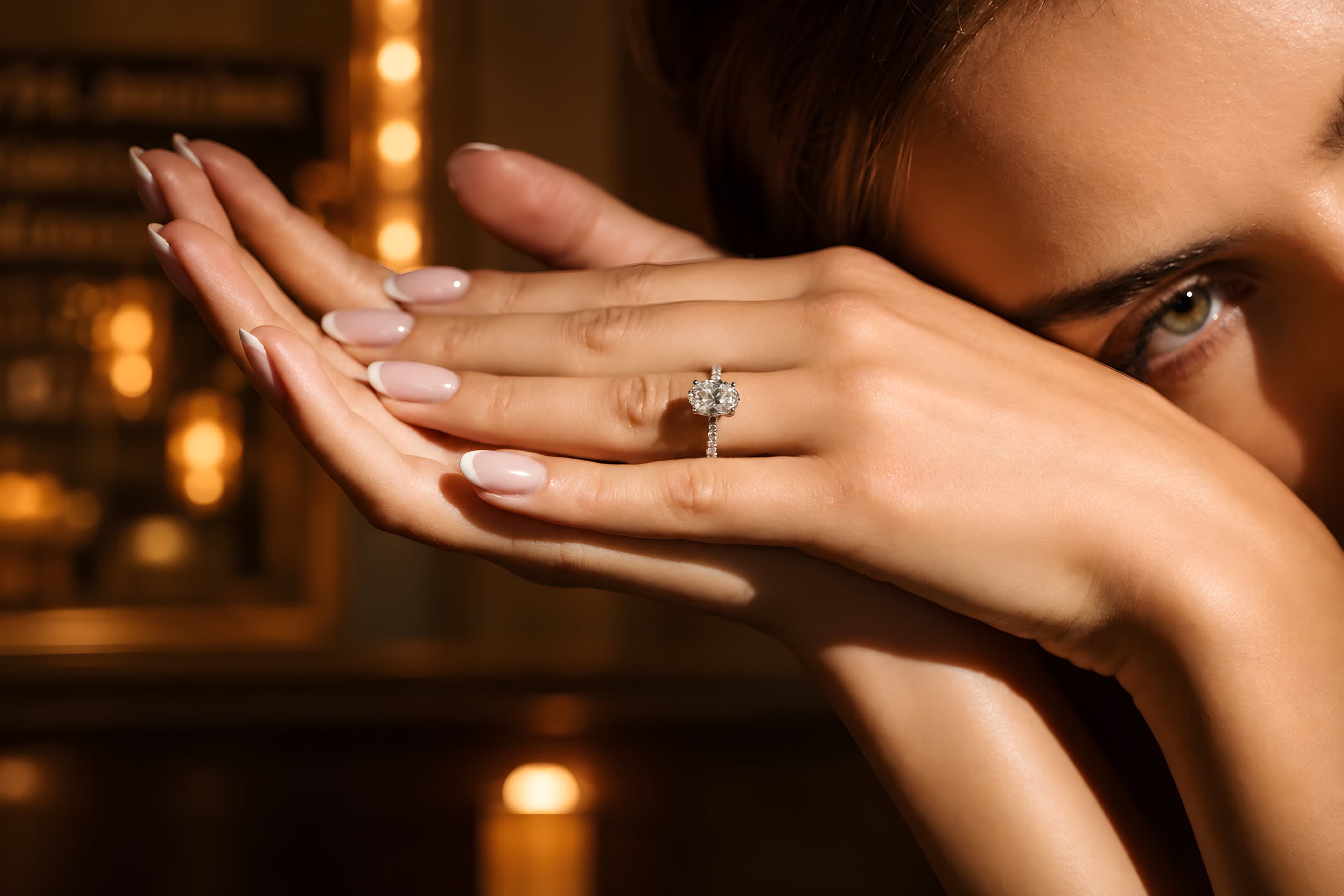 Engagement ring worn on the hand