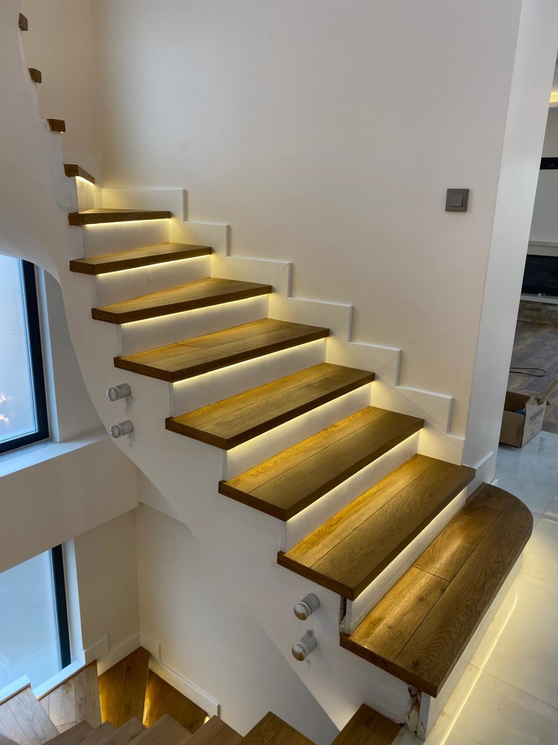 Meşe Lamine Parke Plank Ledli Merdiven 