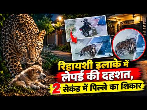 रिहायशी इलाके में लेपर्ड की दहशत, 2 सेकंड में पिल्ले का शिकार