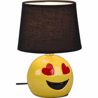 LED Table Lamp - Table Lighting - Trion Smiley - E14 Fitting - Round - Matte Black - Ceramic LED Table Lamp - Table Lighting - Trion Smiley - E14 Fitting - Round - Matte Black - Ceramic