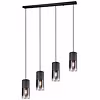 LED Pendant Lamp Trion Roba - Matte Black Smoked Glass, 4-light E27 LED Pendant Lamp Trion Roba - Matte Black Smoked Glass, 4-light E27