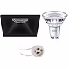 LED vierkante inbouwspot set GU10 4,6W 4000K mat zwart LED vierkante inbouwspot set GU10 4,6W 4000K mat zwart