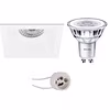 LED inbouwspot set vierkant dimbaar GU10 3W 3000K mat wit LED inbouwspot set vierkant dimbaar GU10 3W 3000K mat wit