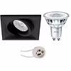 Dimbare LED kantelbare vierkante inbouwspot 4W mat zwart Dimbare LED kantelbare vierkante inbouwspot 4W mat zwart