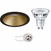 Dimbare 3W GU10 LED Inbouwspot 3000K Mat Zwart/Goud Dimbare 3W GU10 LED Inbouwspot 3000K Mat Zwart/Goud