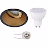 LED recessed spotlight Pragmi Zano Pro - matte black/gold 3000K