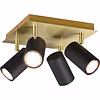 LED Plafondspot Milona 4x GU10 Mat Zwart/Goud Ø240 LED Plafondspot Milona 4x GU10 Mat Zwart/Goud Ø240