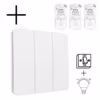 Draadloze Wandschakelaar Wit (Kinetisch) 3-Voudig Aan/Uit + Dimmer - Set Draadloze Wandschakelaar Wit (Kinetisch) 3-Voudig Aan/Uit + Dimmer - Set