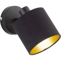 LED wandlamp | 28W (max) | E14 | Mat zwart | Gouden textiel