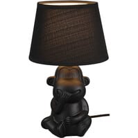 LED Table Lamp - Table Lighting - Trion Charlon - E14 Fitting - Round - Matte Black - Ceramic