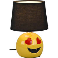 LED Table Lamp - Table Lighting - Trion Smiley - E14 Fitting - Round - Matte Black - Ceramic