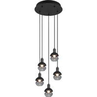 LED Hanglamp Trion Merda - Zwarte 5-lichts LED Lamp