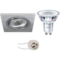 LED Spotlight Set 6W GU10 3000K Square Matte Silver Ø80mm