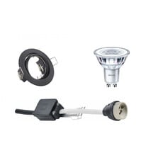 Dimbare 4W LED inbouwspot GU10 2700K kantelbaar mat zwart