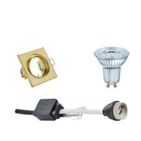Tiltable Dimmable Square LED Recessed Spotlight Matte Gold GU10