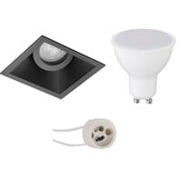 LED recessed spotlight square tiltable 6W matte black GU10