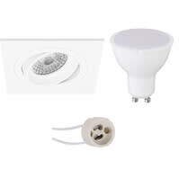 LED inbouwspot vierkant 6W kantelbaar GU10 mat wit
