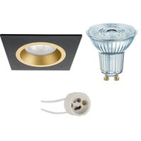 Dimbare LED inbouwspot vierkant mat zwart/goud 3000K