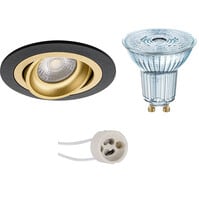 LED inbouwspot set dimbaar GU10 3,4W 3000K zwart/goud