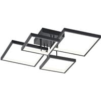 Trion Soranto LED Plafondlamp 24W Mat Zwart Vierkant Dimbaar