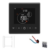 Slimme Opbouw Thermostaat met tiptoetsen | 3x AAA | geschikt voor 2-draads aansluiting | C.V. Installatie | Boiler | Zwart | 3amp | Slimme statistieke Slimme Opbouw Thermostaat met tiptoetsen | 3x AAA | geschikt voor 2-draads aansluiting | C.V. Installatie | Boiler | Zwart | 3amp | Slimme statistieke