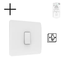 Draadloze Wandschakelaar Wit (Batterij) 1-Voudig Aan/Uit - Set