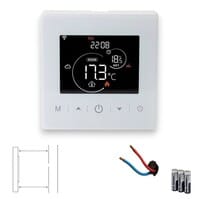 Slimme Opbouw Thermostaat met tiptoetsen | 3x AAA | geschikt voor 2-draads aansluiting | C.V. Installatie | Boiler | Wit | 3amp | Slimme statistieke Slimme Opbouw Thermostaat met tiptoetsen | 3x AAA | geschikt voor 2-draads aansluiting | C.V. Installatie | Boiler | Wit | 3amp | Slimme statistieke