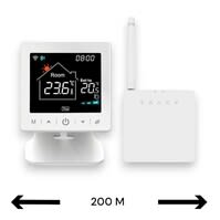 Smart WiFi Opbouw Thermostaat | Tiptoetsbediening | Draadloos | Voor C.V.-installatie | Tuya App | Google Home & Alexa | Zwart/Wit Smart WiFi Opbouw Thermostaat | Tiptoetsbediening | Draadloos | Voor C.V.-installatie | Tuya App | Google Home & Alexa | Zwart/Wit