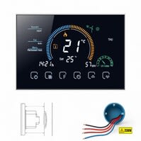 Slimme Thermostaat | Inbouw | Rechthoekig | C.V. Waterverwarming | Boiler | Vierkant | Zwart | 3amp | 4-Draads | 90-240v Slimme Thermostaat | Inbouw | Rechthoekig | C.V. Waterverwarming | Boiler | Vierkant | Zwart | 3amp | 4-Draads | 90-240v