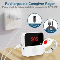 SOS Knop met Display | 2.4GHz | Horloge | Visueel & hoorbaar alarm | Pagerfunctie | Flexibel te installeren