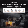 compact zwarte mobiele stroomcentrale met 1500W vermogen en 1488Wh batterijcapaciteit voor draagbaar gebruik compact zwarte mobiele stroomcentrale met 1500W vermogen en 1488Wh batterijcapaciteit voor draagbaar gebruik
