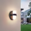 Mat zwarte LED wandlamp met dubbele lichtbundel, 2x3,5W, warm wit licht 3000K, IP44 geschikt voor buitengebruik Mat zwarte LED wandlamp met dubbele lichtbundel, 2x3,5W, warm wit licht 3000K, IP44 geschikt voor buitengebruik