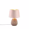 Ronde roze keramieken tafellamp met E14 fitting geschikt voor lampen tot 40W Ronde roze keramieken tafellamp met E14 fitting geschikt voor lampen tot 40W