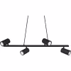 HLW LED Zwarte LED Hanglamp Trion Milona - 4-lichts, GU10 Fitting, Mat Zwart Aluminium