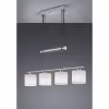 Moderne nikkelkleurige LED hanglamp met 4 lichtpunten en 28W vermogen Moderne nikkelkleurige LED hanglamp met 4 lichtpunten en 28W vermogen
