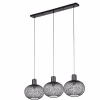 Mat zwarte metalen LED hanglamp met drie E27 fittingen en modern design Mat zwarte metalen LED hanglamp met drie E27 fittingen en modern design