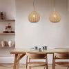 Ronde bruine LED hanglamp met jute lichtvenster en 10W vermogen in modern design Ronde bruine LED hanglamp met jute lichtvenster en 10W vermogen in modern design