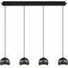 Rechthoekige zwarte LED hanglamp met 4 lichtpunten en modern design, 40W vermogen Rechthoekige zwarte LED hanglamp met 4 lichtpunten en modern design, 40W vermogen