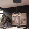 Moderne dimbare LED hanglamp zwart met gouden accenten 68W warm wit licht