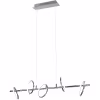 Moderne metalen LED hanglamp met vijf lichtpunten in chroom en warm wit licht Moderne metalen LED hanglamp met vijf lichtpunten in chroom en warm wit licht