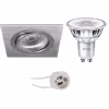 LED Spot Set 6W GU10 3000K Vierkant Mat Zilver Ø80mm Lichtbronnen