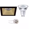 Dimbare LED Vierkante Inbouwspot Mat Zwart/Goud 3000K GU10 Lichtbronnen Dimbare LED Vierkante Inbouwspot Mat Zwart/Goud 3000K GU10 Lichtbronnen