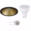 LED Inbouwspot Set 8W Mat Zwart/Goud GU10 - 630lm 6400K Lichtbronnen LED Inbouwspot Set 8W Mat Zwart/Goud GU10 - 630lm 6400K Lichtbronnen