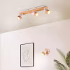 drie lichts kantelbare LED plafondspot met GU10 fitting in natuurhout en wit tot 10W drie lichts kantelbare LED plafondspot met GU10 fitting in natuurhout en wit tot 10W