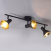 3-lichts LED plafondspot in mat zwart met gouden accenten en E14 fitting tot 40W 3-lichts LED plafondspot in mat zwart met gouden accenten en E14 fitting tot 40W